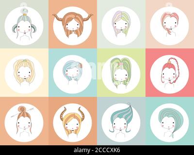 Horoskop Zeichen mit Mädchen, Vektor-Illustration Stock Vektor