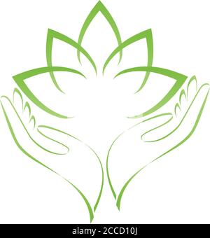 Blätter, Baum, Menschen, Hände, Naturheilkunde, Logo Stock Vektor