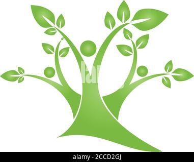 Blätter, Baum, Menschen, Hände, Naturheilkunde, Logo Stock Vektor