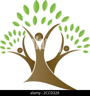 Blätter, Baum, Menschen, Hände, Naturheilkunde, Logo Stock Vektor