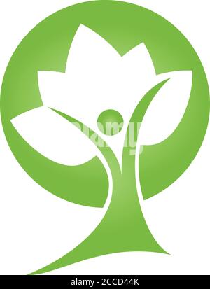 Blätter, Baum, Menschen, Hände, Naturheilkunde, Logo Stock Vektor