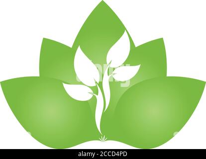 Blätter, Pflanze, Wellness, Naturheilkunde, Gärtner, Logo Stock Vektor