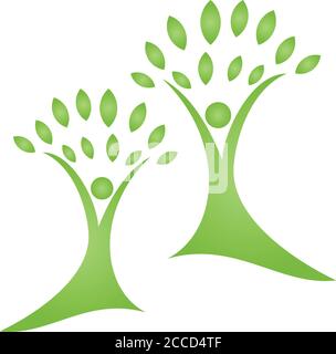 Blätter, Baum, Menschen, Hände, Naturheilkunde, Logo Stock Vektor