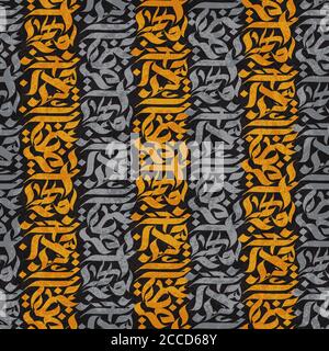Nahtlose bunte Kalligraphie Vektor Illustration. Moderne Muster Stil Gothic Graffiti Muster. Dekoratives Ornament, abstrakte Tapete, Druckdesign Stockfoto