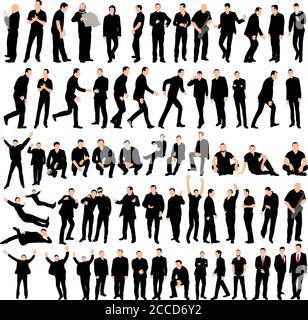 Silhouette Männer verschiedene Posen gesetzt Vektor Stock Vektor