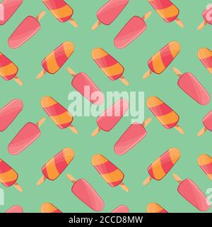 Eis nahtlose Muster, bunte Sommer Hintergrund, leckere süße Leckereien, Vektor-Illustration Stock Vektor