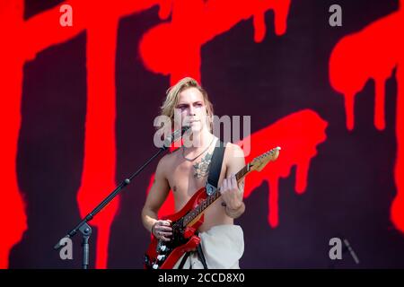 24.8.2019 Richfield Avenue Reading Berkshire UK die Hunna treten auf der Hauptbühne am zweiten Tag beim Reading Festival auf People in Picture: Ryan (Tino) Po Stockfoto