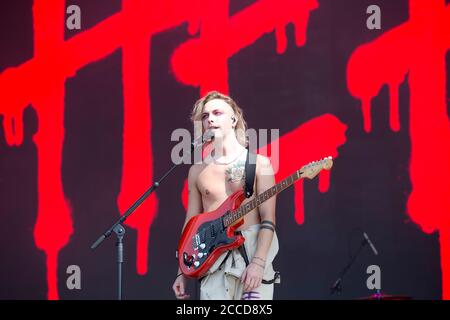 24.8.2019 Richfield Avenue Reading Berkshire UK die Hunna treten auf der Hauptbühne am zweiten Tag beim Reading Festival auf People in Picture: Ryan (Tino) Po Stockfoto