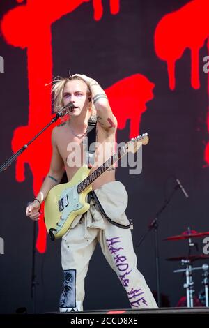 24.8.2019 Richfield Avenue Reading Berkshire UK die Hunna treten auf der Hauptbühne am zweiten Tag beim Reading Festival auf People in Picture: Ryan (Tino) Po Stockfoto