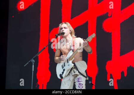 24.8.2019 Richfield Avenue Reading Berkshire UK die Hunna treten auf der Hauptbühne am zweiten Tag beim Reading Festival auf People in Picture: Ryan (Tino) Po Stockfoto