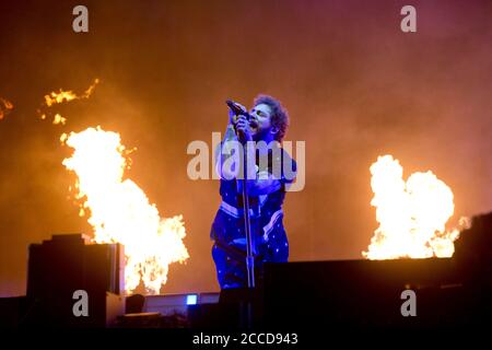 24.8.2019 Richfield Avenue Reading Berkshire UK Post Malone Schlagzeilen und Tritt auf der Hauptbühne am zweiten Tag beim Lesen auf festival Stockfoto