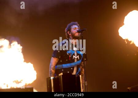 24.8.2019 Richfield Avenue Reading Berkshire UK Post Malone Schlagzeilen und Tritt auf der Hauptbühne am zweiten Tag beim Lesen auf festival Stockfoto