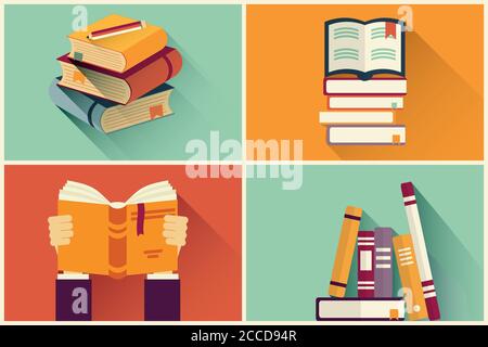 Satz von Büchern im flat-Design, Vektor-illustration Stock Vektor
