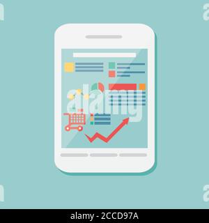 Flat Icon Handy, elektronisches Gerät, Responsive Web-Design, Infografik-Elemente Stock Vektor