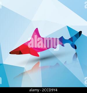 Geometrischer polygonaler Hai, Musterdesign, Vektorgrafik Stock Vektor