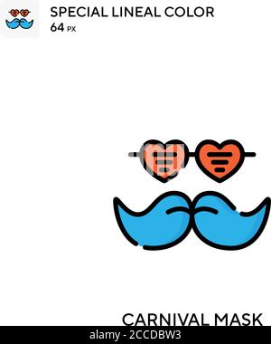 Karneval Maske Spezielle lineare Farbe Symbol. Illustration Symbol Design Vorlage für Web mobile UI-Element. Perfekte Farbe modernes Piktogramm auf bearbeitbare str Stock Vektor