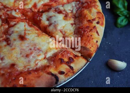 Hausgemachte flauschige Käse Pizza, selektive Fokus Stockfoto