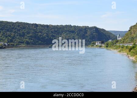 Blick entlang des Rheins Richtung Kamp-Bornhofen Stockfoto