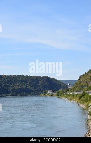 Blick entlang des Rheins Richtung Kamp-Bornhofen Stockfoto