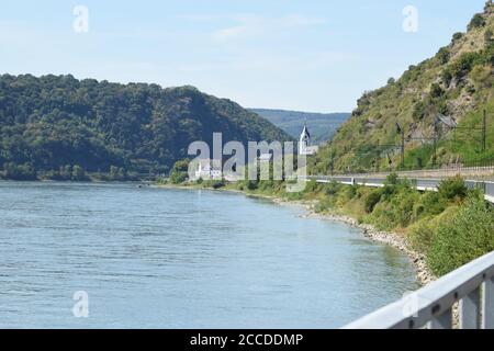 Blick entlang des Rheins Richtung Kamp-Bornhofen Stockfoto