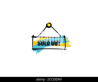 Ausverkauftes Schild flach auf weißem Hintergrund in Vektor-Illustration Stock Vektor