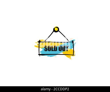 Ausverkauftes Schild flach auf weißem Hintergrund in Vektor-Illustration Stock Vektor
