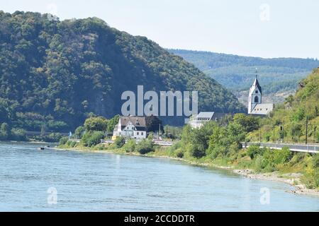 Blick entlang des Rheins Richtung Kamp-Bornhofen Stockfoto