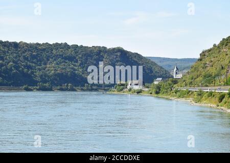 Blick entlang des Rheins Richtung Kamp-Bornhofen Stockfoto