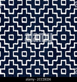 Sashiko nahtlose Indigo Farbmuster mit traditionellen weißen japanischen Stickereien, Vektor-Illustration Stock Vektor