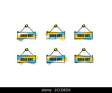 Ausverkauftes Schild flach auf weißem Hintergrund in Vektor-Illustration Stock Vektor