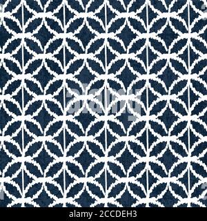 Sashiko Indigo Farbmuster mit traditioneller weißer japanischer Stickerei, Vektorgrafik Stock Vektor
