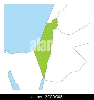 Karte von Israel grün hervorgehoben mit Nachbarländern. Stock Vektor