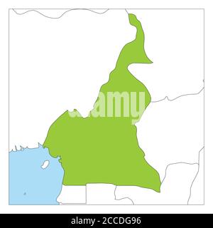 Karte von Kamerun grün hervorgehoben mit Nachbarländern. Stock Vektor
