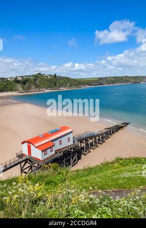 Tenby, Wales, UK , 14. Mai 2018 : die Rettungsbootstation, die eine der belebtesten in Großbritannien und ein beliebtes Wahrzeichen am Meer Touristenattraktion und von ist Stockfoto