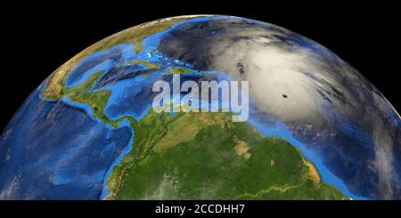 Hurrikan aus dem All. Elemente dieses 3d-Bildes, die von der NASA eingerichtet wurden. Stockfoto