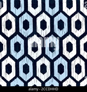 Sashiko nahtlose Indigo Farbmuster mit traditionellen weißen japanischen Stickereien, Vektor-Illustration Stock Vektor
