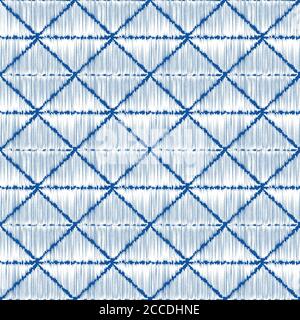 Sashiko nahtlose Indigo Farbmuster mit traditionellen weißen japanischen Stickereien, Vektor-Illustration Stock Vektor