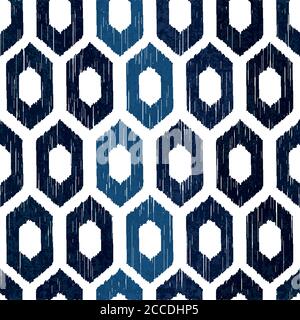 Sashiko nahtlose Indigo Farbmuster mit traditionellen weißen japanischen Stickereien, Vektor-Illustration Stock Vektor