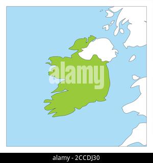 Karte von Irland grün hervorgehoben mit Nachbarländern. Stock Vektor