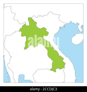 Karte von Laos grün hervorgehoben mit Nachbarländern. Stock Vektor