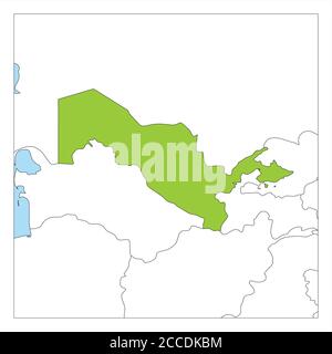 Karte von Usbekistan grün hervorgehoben mit Nachbarländern. Stock Vektor