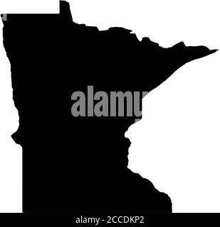 Minnesota, Staat USA - solide schwarze Silhouette Karte des Landgebiets. Einfache flache Vektordarstellung. Stock Vektor