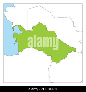 Karte von Turkmenistan grün hervorgehoben mit Nachbarländern. Stock Vektor