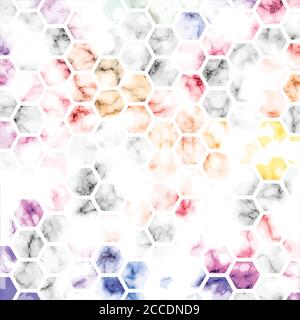 Vector Marmor Textur Design mit geometrischen Wabenlinien, schwarz und weiß Marmorierung Oberfläche, moderne luxuriöse Hintergrund, Vektor-Illustration Stock Vektor