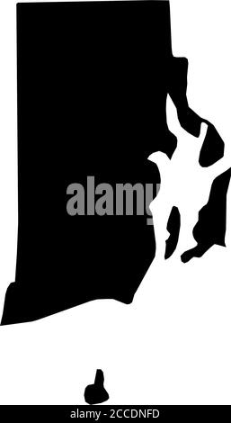 Rhode Island, State of USA - solide schwarze Silhouette Karte des Landes. Einfache flache Vektordarstellung. Stock Vektor