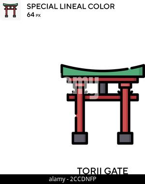 Torii Gate spezielles lineales Farbsymbol. Illustration Symbol Design Vorlage für Web mobile UI-Element. Perfekte Farbe modernes Piktogramm auf editierbare Kontur Stock Vektor