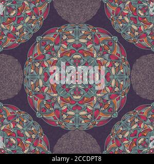 Nahtloses Muster mit ornamentalen floralen Mandalas, Vektor-Illustration Stock Vektor