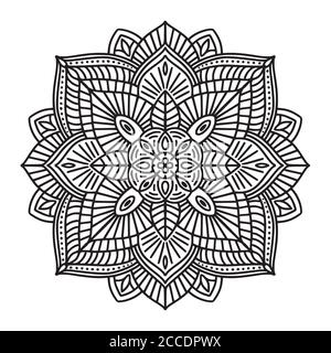 Schwarz-weiß floralen ethnischen Mandala, auf weißem Hintergrund, Vektor-Illustration Stock Vektor