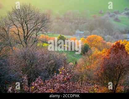 Herbstlandschaft auf einem Hügel oberhalb von Starkholmes bei Matlock in The Derbyshire Peak District England Großbritannien Stockfoto