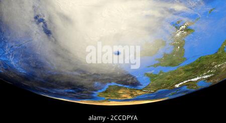 Sturm Ellen über Irland aus dem Weltraum gezeigt. Elemente dieses 3d-Bildes werden von der NASA zur Verfügung gestellt. Stockfoto